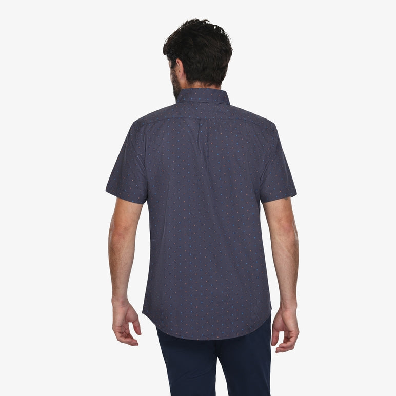 Short Sleeve Cotton Navy Dot Star Pattern