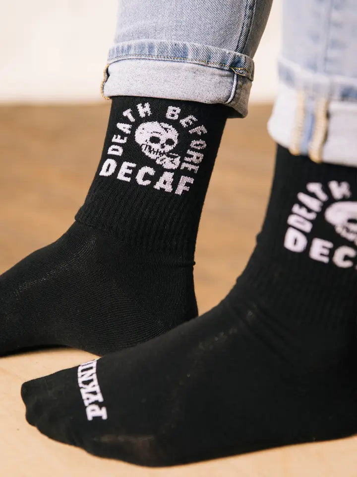 Death Before Decaf Coffee Crew Socks