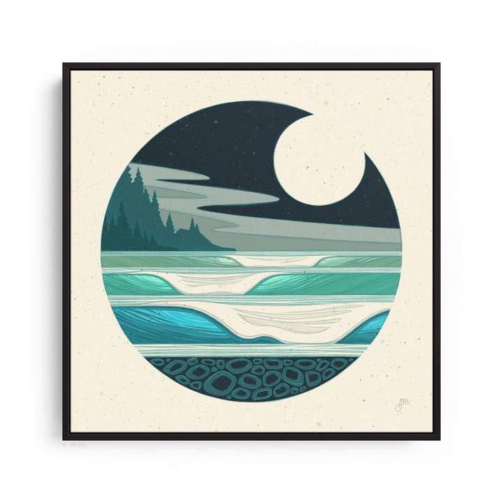 Nw Moon, 12x12, Canvas, Blk Float Frame