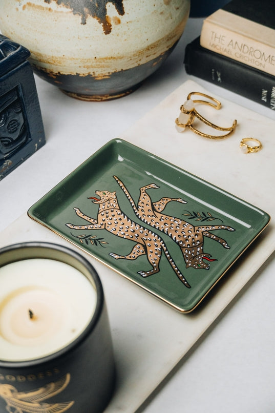 Duo Leopard Ceramic Tray