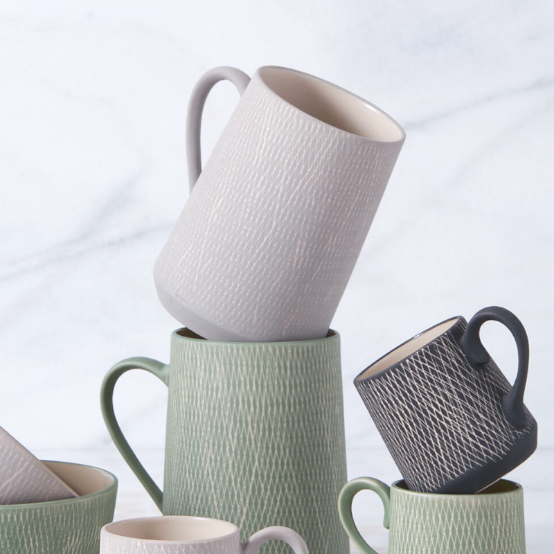 Crosshatch Stoneware Mug, Sterling