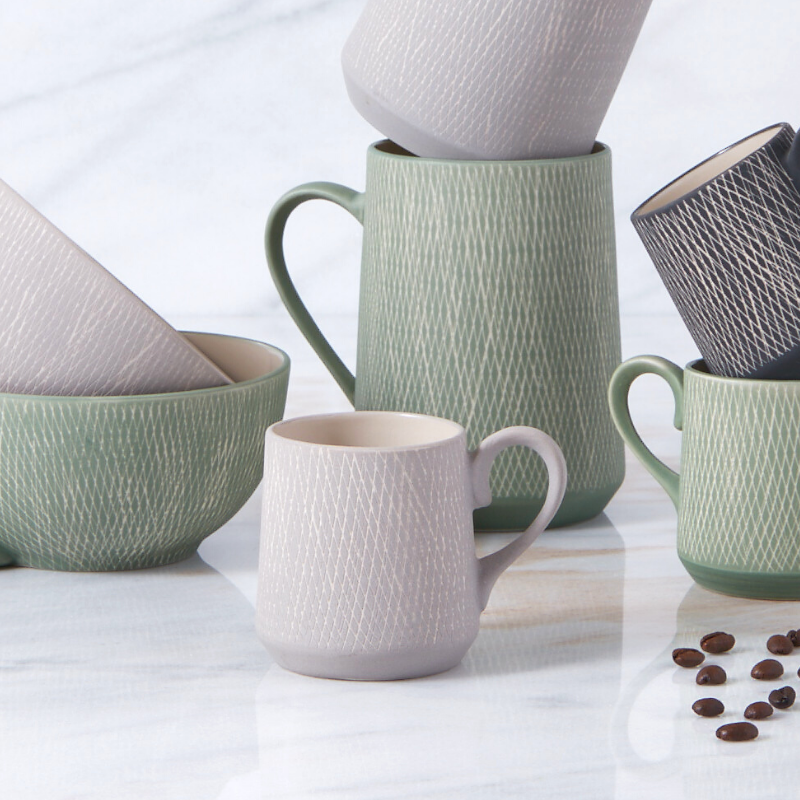 Crosshatch Stoneware Espresso Cup, Sterling