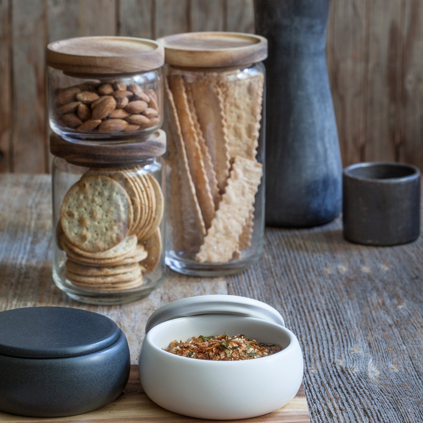 Glass + Acacia Canister