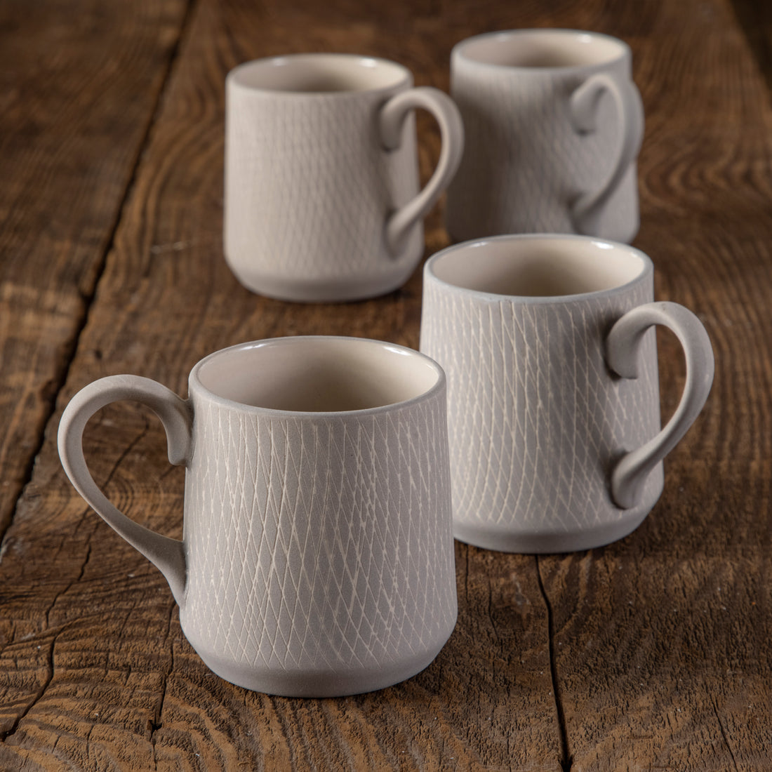 Crosshatch Stoneware Espresso Cup, Sterling