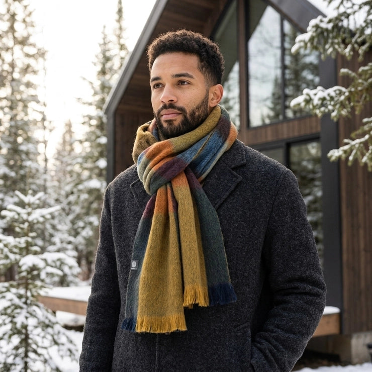 Alpaca Plaid Scarf, Iridescent