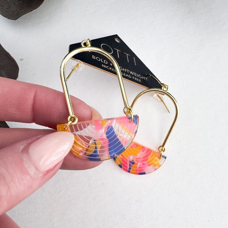 Half-Moon Earrings, Rainbow Sherbet