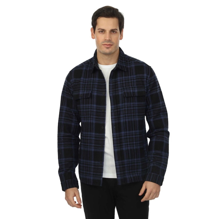 Classic Blue Plaid Shirt Jacket