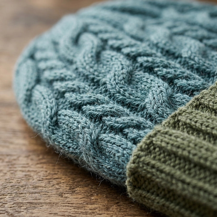 Alpaca Beanie, Braided, Fern