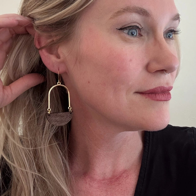 Half-Moon Earrings, Walnut