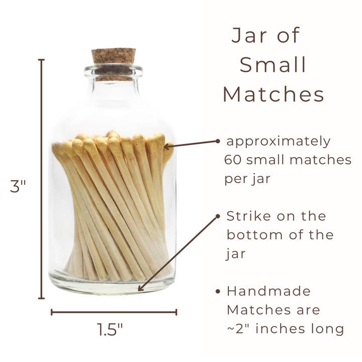 Small Safety Matches in Apothecary Glass Jar, Gold