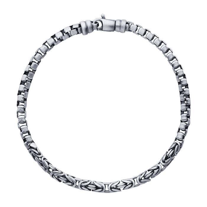 Silver Ox Round Box & Byzantine Bracelet