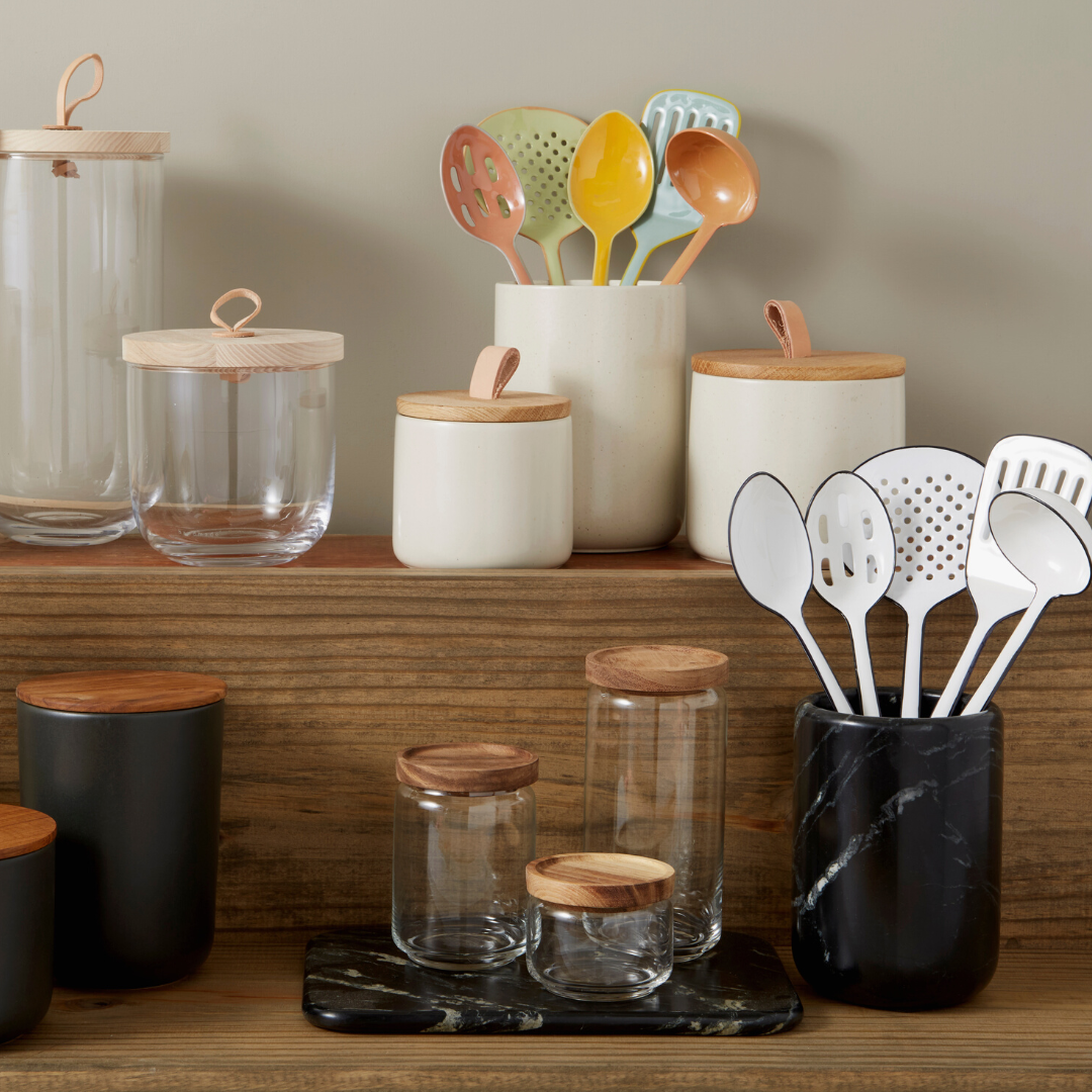 Glass + Acacia Canister