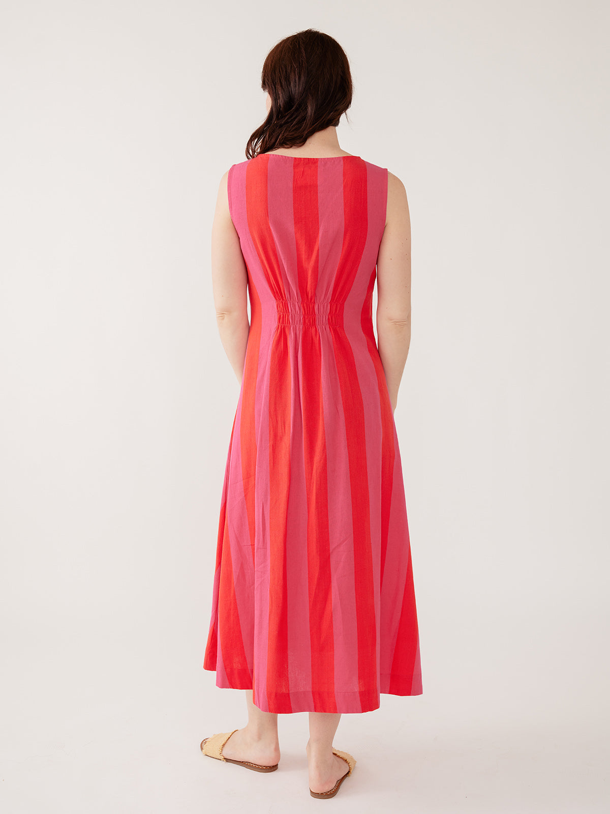 Artsy Traveler Midi Dress - Pink/Red