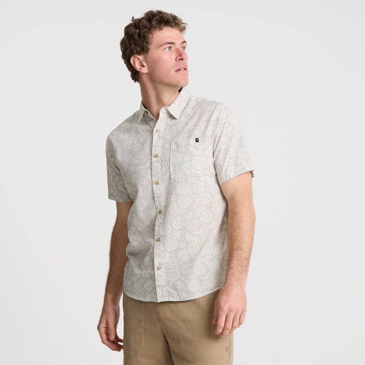 Journey Short Sleeve Button Up Shirt, Ghost Grey