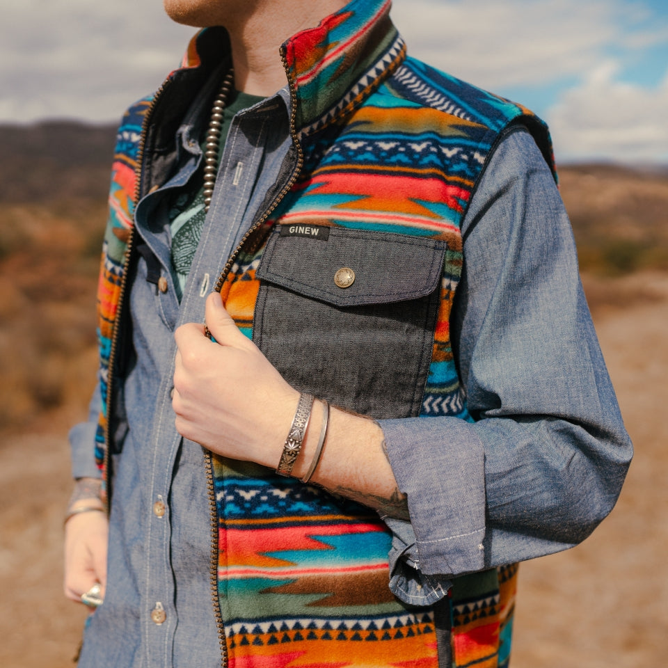Reversible Denim + Fleece Vest