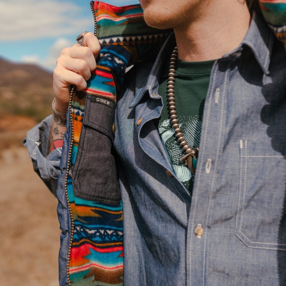 Reversible Denim + Fleece Vest