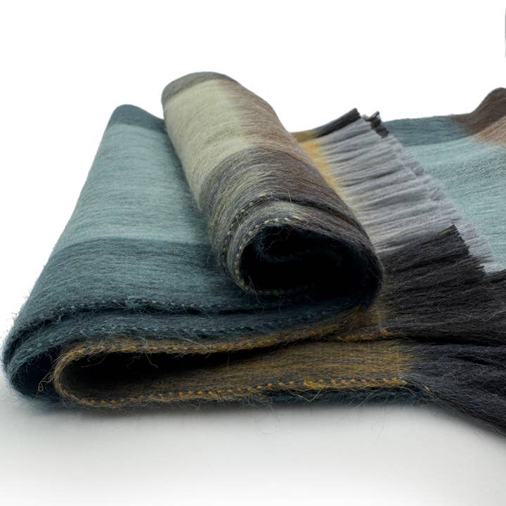 Alpaca Plaid Scarf, Golden Coast
