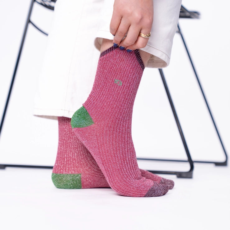 Combed Cotton Socks, Old Pink