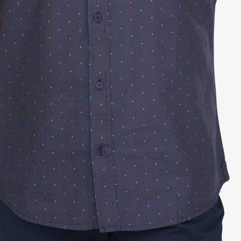 Short Sleeve Cotton Navy Dot Star Pattern
