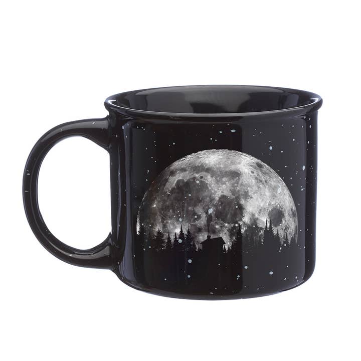 Moon and Cabin Ceramic Campfire Mug