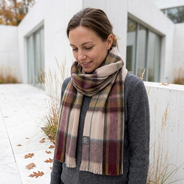 Alpaca Tartan Scarf, Sable