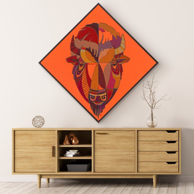 Bison, 12x12, Canvas, Nat Float Frame