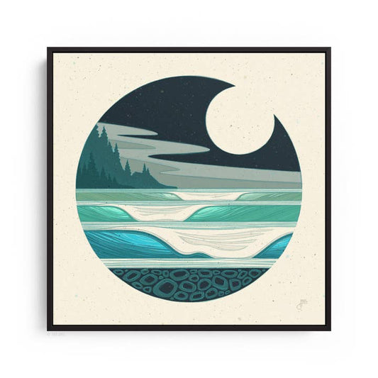 Nw Moon, 12x12, Canvas, Blk Float Frame