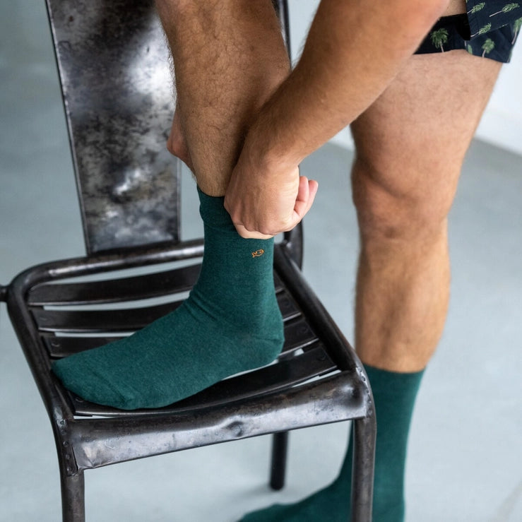 Combed Cotton Socks, English Green