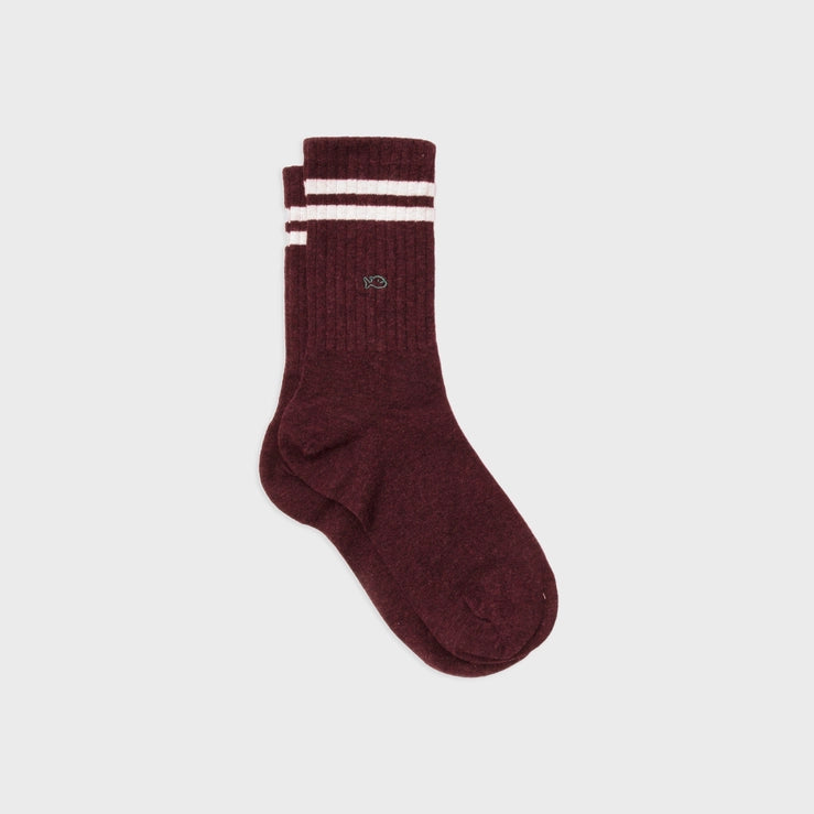 Combed Cotton Socks, Burgundy