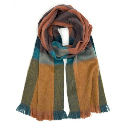 Alpaca Plaid Scarf, Rustic Dune