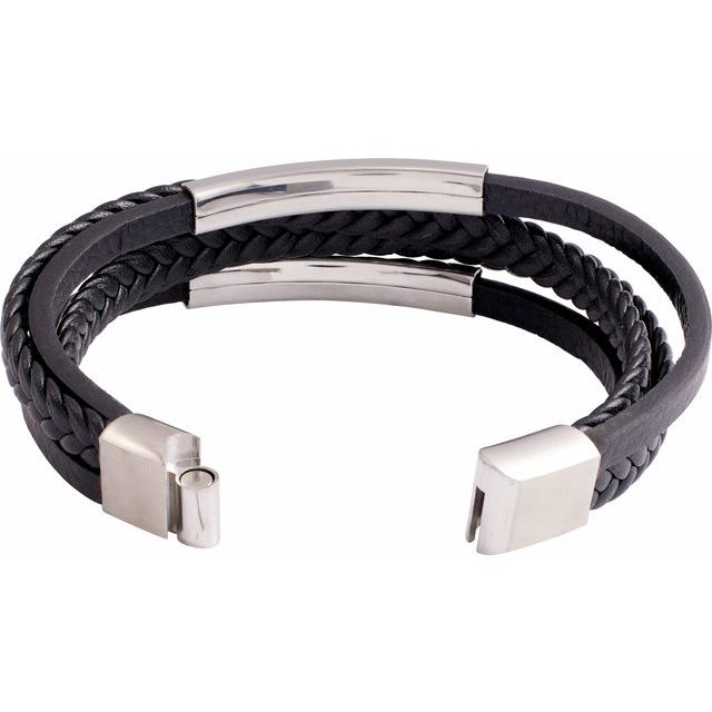 Black Leather Multi-Strand Bracelet