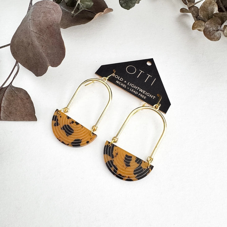 Half-Moon Earrings, Tiger's Eye