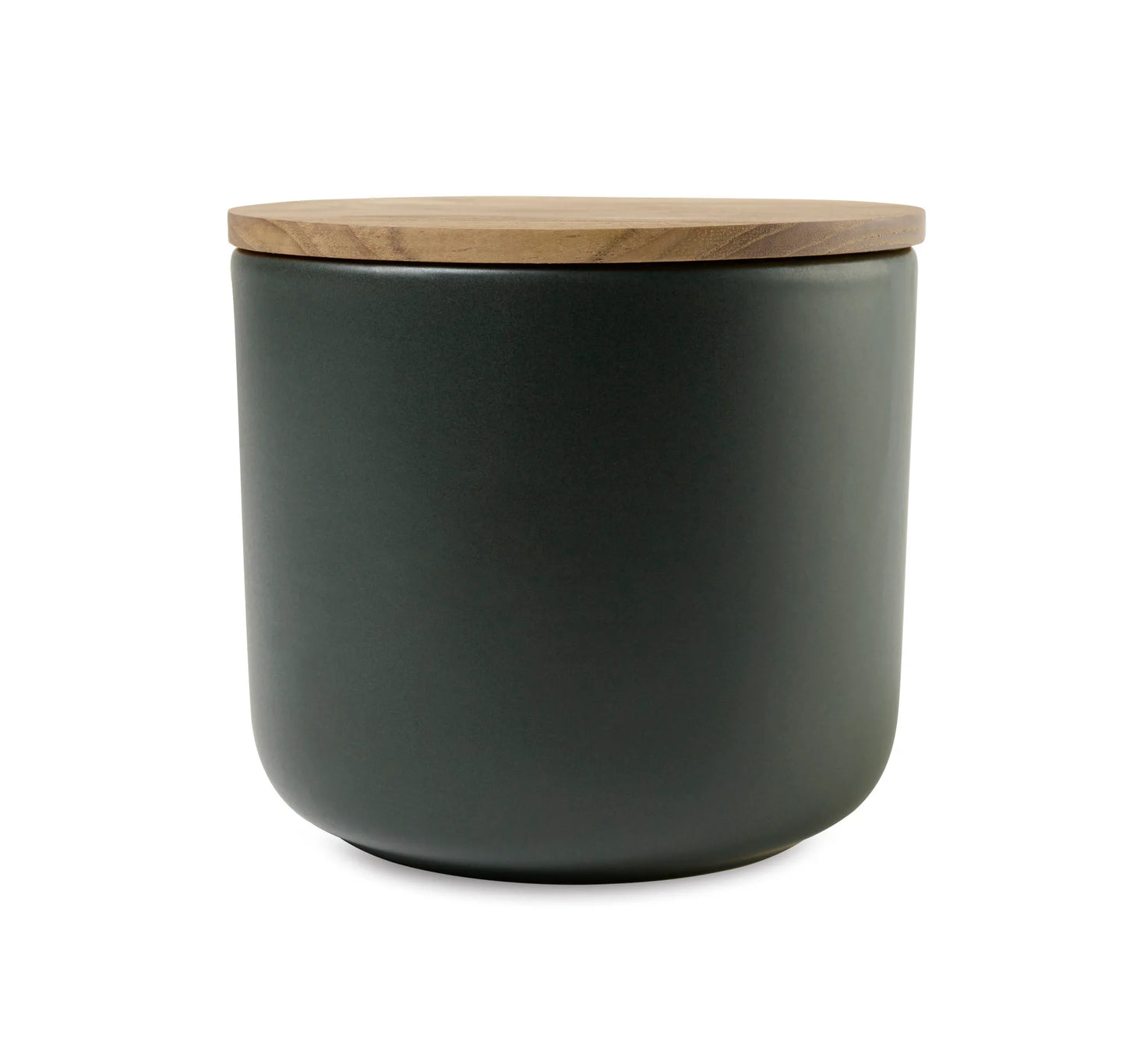Stoneware + Acacia Container, Large, Black