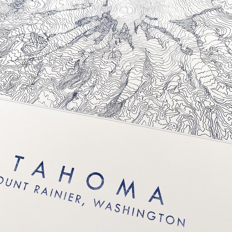 Mount Tahoma Topo Lines Art Print 16x20