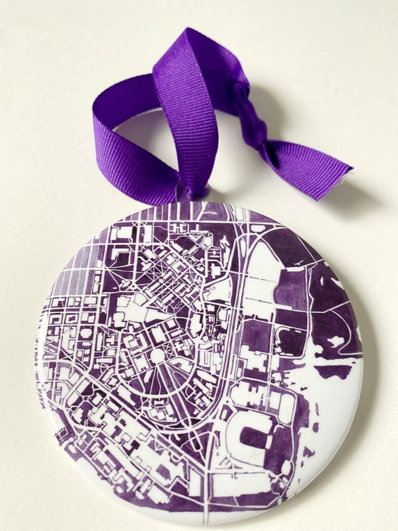 UW Watercolor Map - Ornament