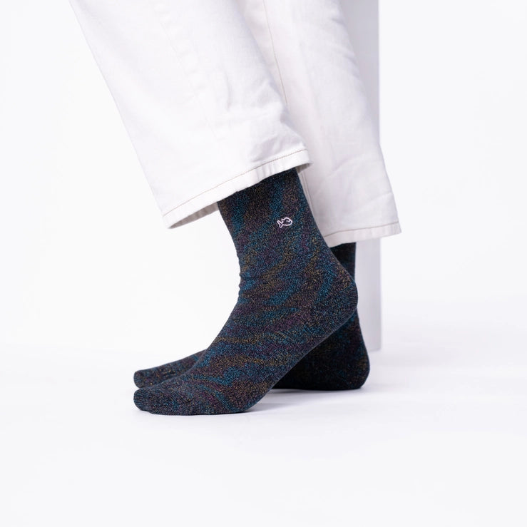 Combed Cotton Sparkly Socks, Black