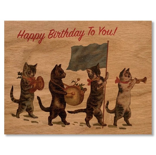Kitty Parade Wood Card