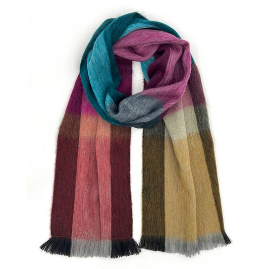 Alpaca Plaid Scarf, Rainbow