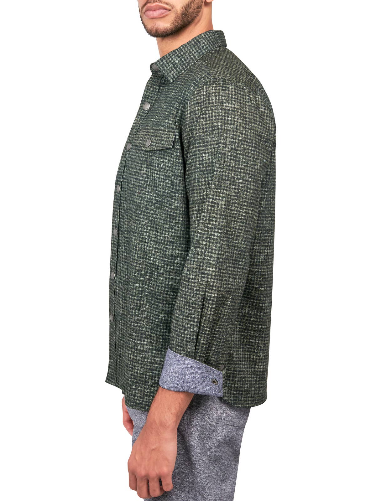 Dot Geo Shirt Jacket in Green