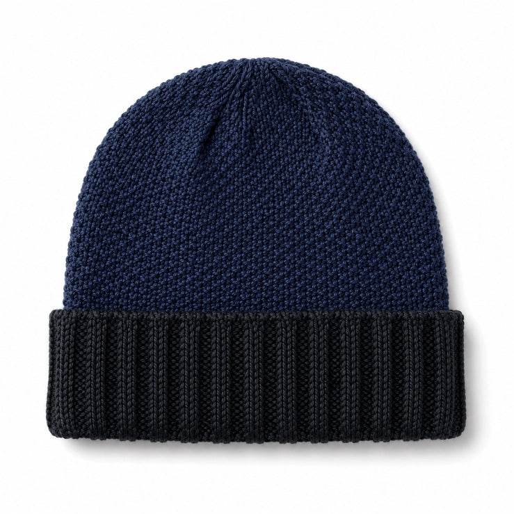 Alpaca Beanie, Trail Cuff, Ocean Blue