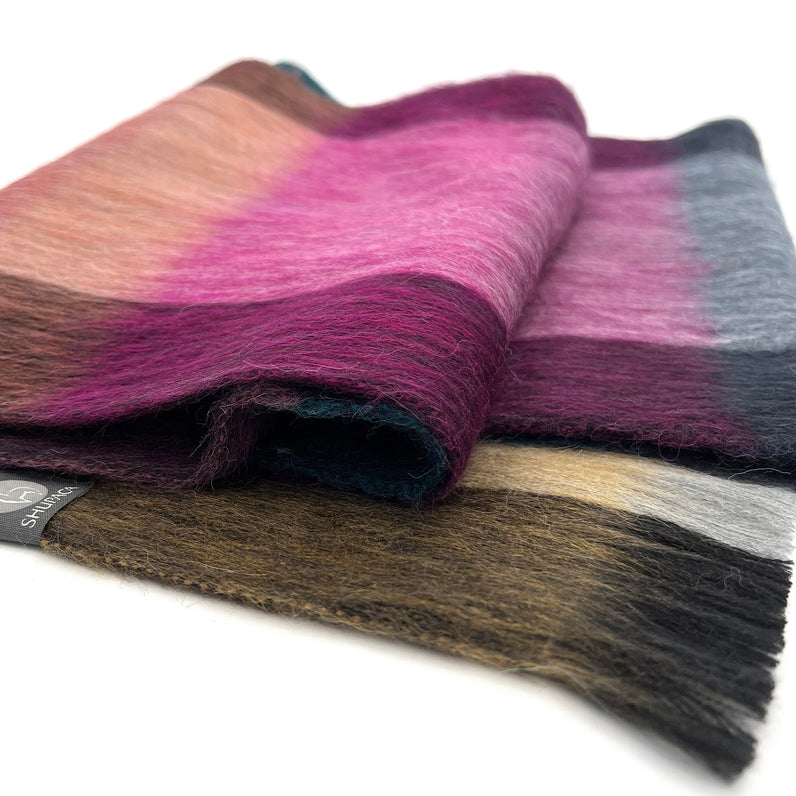 Alpaca Plaid Scarf, Rainbow