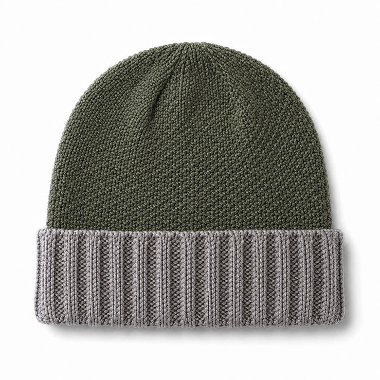 Alpaca Beanie, Trail Cuff, Olive