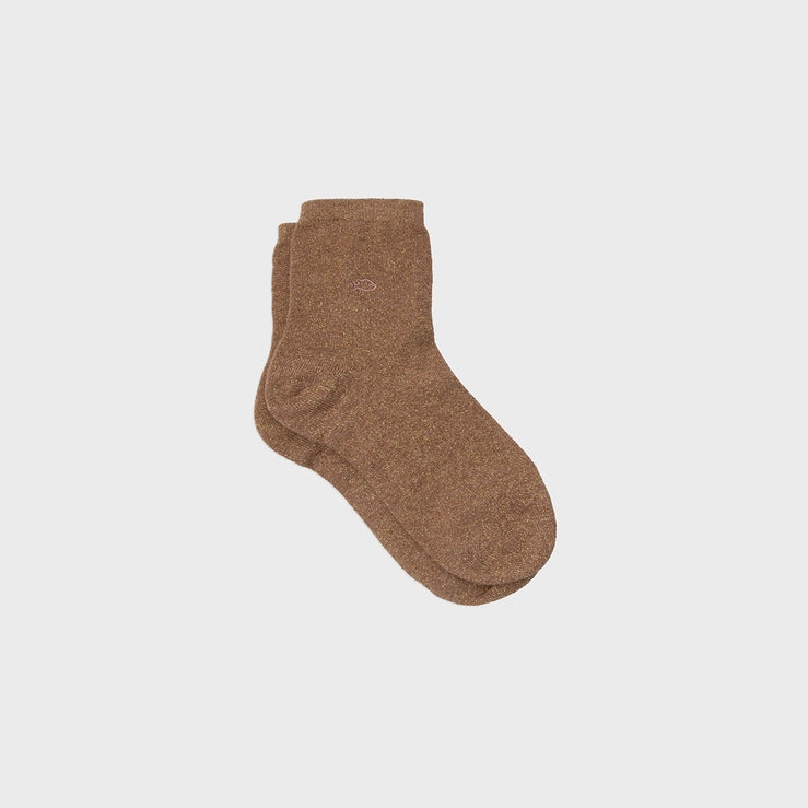 Combed Cotton Sparkly Socks, Copper