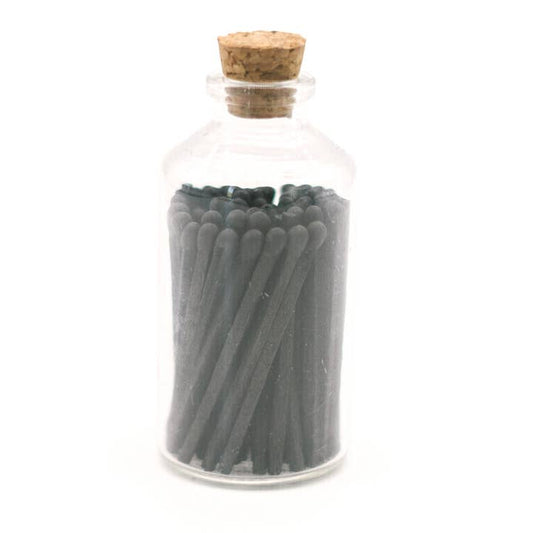 Small Safety Matches in Apothecary Glass Jar, All Black