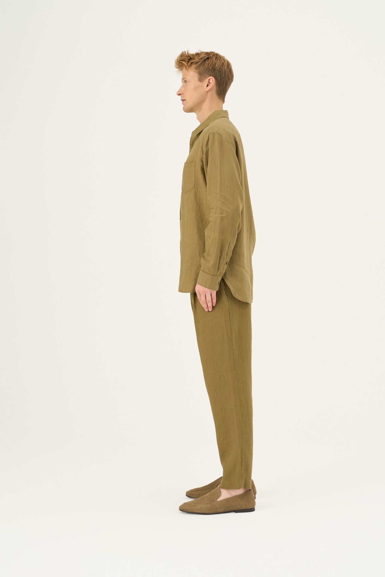 Linen Larch Shirt - Olive Khaki