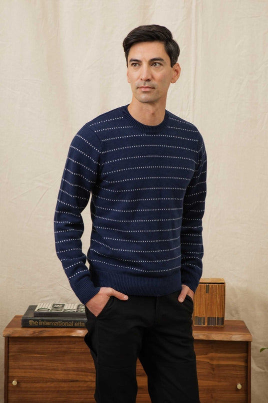 Orson Sweater in Navy Dotted Path