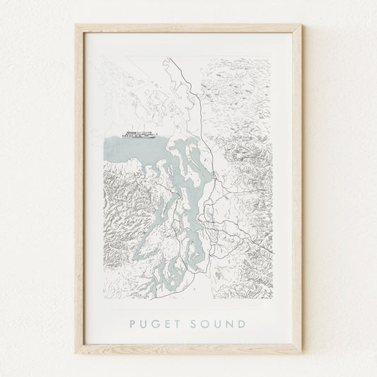 Puget Sound Topo Print 13x19