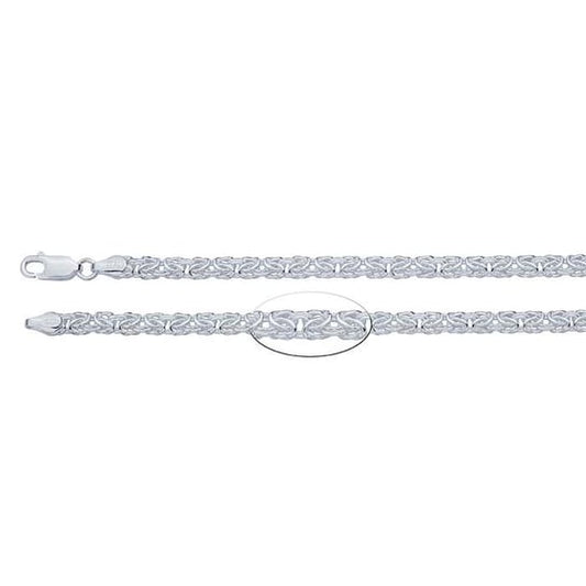 Sterling Silver Rectangle Byzantine Chain Necklace