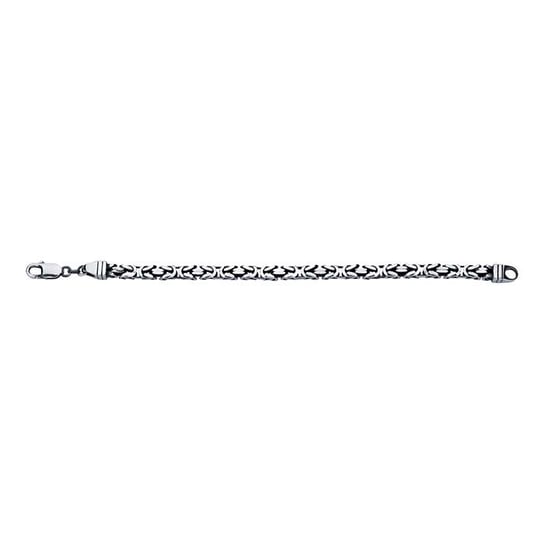 Sterling Silver Gunmetal Square Byzantine Chain Bracelet