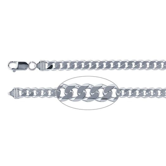 Silver Beveled Curb Bracelet, 8"
